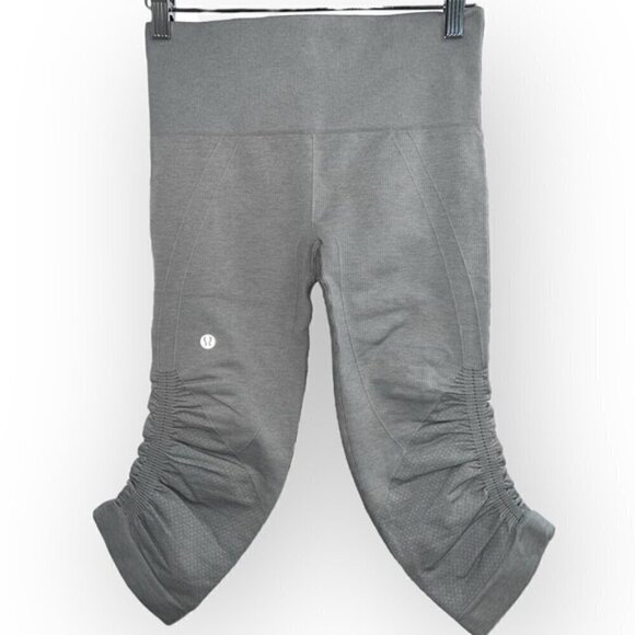 Lululemon In The Flow Crop II Leggings 4 Seamless Heathered light Gray W6B41S - Picture 6 of 8